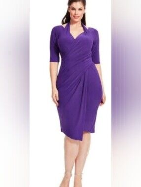 Kiyonna Foxfire Faux Purple Off-Shoulder Wrap Dress